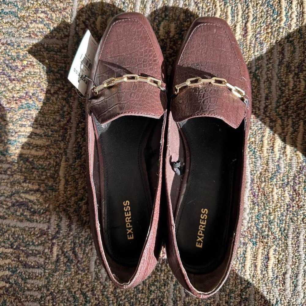 Express Brown Express loafers with chain detail